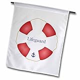 3dRose fl_112970_1 Lifeguard Lifesaver Swimming Pool Life Saver Preserver-Sea Beach Life Guard Red and White Float Garden Flag, 12 by 18-Inch