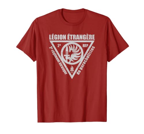 French Foreign Legion Paratrooper T Shirt - 2 Rep T-Shirt, Men, Cranberry Red, X-Large