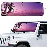 DaisyInner Windshield Sun Shade Compatible with Jeep Jk Jku Jl Jlu 1997-2023 and Compatible with Gladiator Jt 2020-2023 Foldable Windshield Sunvisor Blocks UV Rays (Sunset, 16.5' x 52.5')