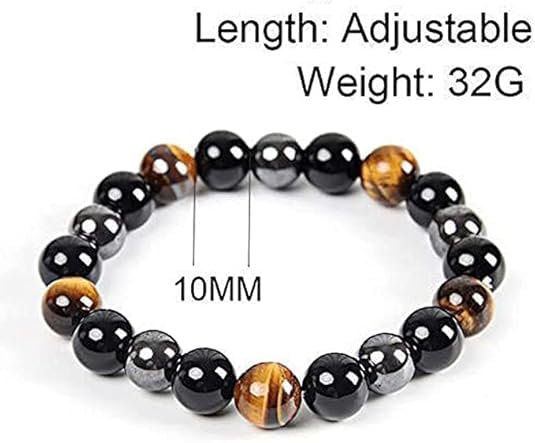 Black Obsidian Hematite Triple Protection Bracelets - Tiger Eye Beaded Natural Stone Set for Men Women Crystal Gemstone3