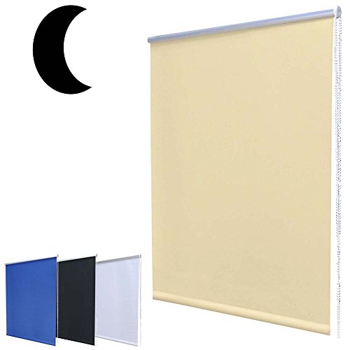 Cleanwizzard Noche Oscuro Mini Opaco Enrollable sin Necesidad de taladrar con fijación soportes/40 x 160 cm Crema/Beige (Anchura x Altura)