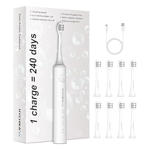240 Tagen Akkulaufzeit Elektrische Zahnbürste für Erwachsene, 8 Ersatzbürstenköpfe, wiederaufladbare Akku-Zahnbürste, 3 Modi, 2-Minuten-Timer, IPX7 wasserdicht, Geschenk für die Familie, weiß