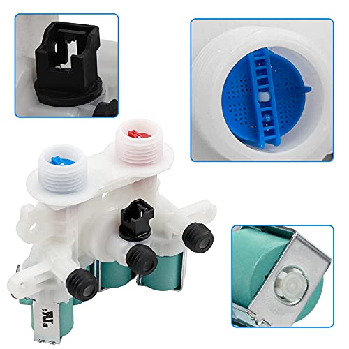 (𝙐𝙥𝙜𝙧𝙖𝙙𝙚𝙙) W11165546 W11096267 Washer Water Inlet Valve 10 Years Warranty-Fit For Whirlpool Ken.more Washing Machine By Ami Parts-Replaces W10758828 W10839828 W11165546Vp #TOP13