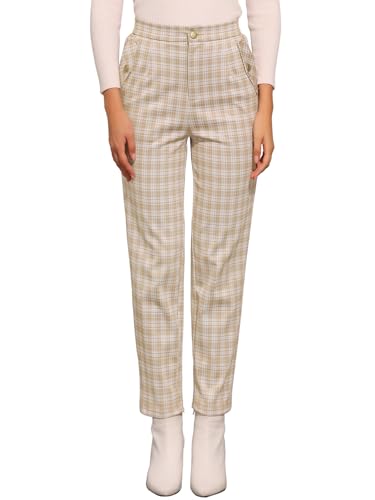 Pantalon long droit à carreaux kaki pour vos sorties citadines en XL