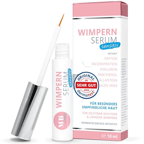 Wimpernserum sensitiv ohne Hormone vegan 10 ml – klinisch getestetes hormonfreies Wimpernwachstumsserum mit Peptiden, Hyaluron, Aloe Vera, Panthenol & Weizenprotein, Made in Germany - MB Cosmetics Wimpernserum sensitiv ohne Hormone vegan 10 ml – klinisch getestetes hormonfreies Wimpernwachstumsserum mit Peptiden, Hyaluron, Aloe Vera, Panthenol & Weizenprotein, Made in Germany - MB Cosmetics