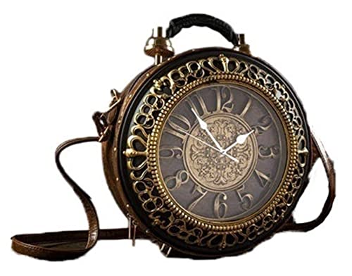 ZAbina Clock Purse Working Clock Handbags For Women Vintage Shoulderbags PU Leather Handbag Retro Shoulder Bag (Color : E, Size : 12 * 5 * 14.5IN)
