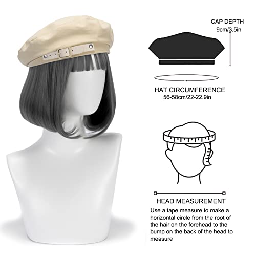 Women Cotton French Beret Hat Casual Solid Beret Hat Classic Soft Beret Cap Stylish Breathable Beanie Cap For Girls Ladies With Buckle Front Beige #TOP5