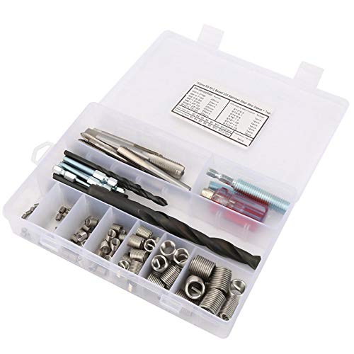 Screw Wire Sleeve Wire Thread Inserts M3-M12 High-Strength Thread Repair Insert Kit 142Pcs Elastic with Palstic Box for Electronic Parts