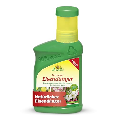 Neudorff Ferramin Eisendünger – Natürlicher Eisendünger für Zitruspflanzen, Zierpflanzen und Rasen für kräftig-grüne Blätter und Rasengräser, 250 ml