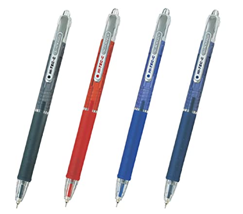 Pilot Hi-Tec-C Slim Knock 0.4 mm Gel Ink Pen 4 Colors Set Black, Red, Blue, Blue black With Kanji LOVE Sticker
