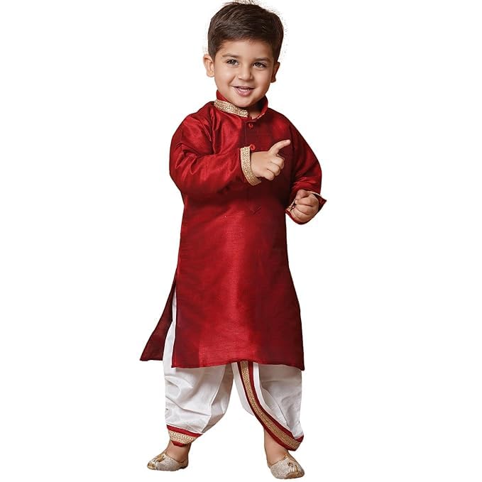 Image of AJ DEZINES Kids Ethnic Wear Pure Cotton Dhoti Kurta Set For Boys