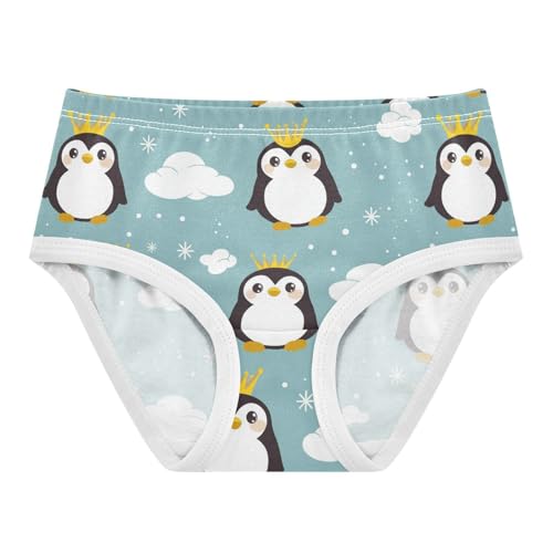 Penguin Wearing Crown Girls' Underwear Cotton Cute Girls Briefs Soft Toddler Underwear 2T