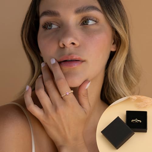 Birthstone Rings Birthday Gifts for Women Teen Gifts Trendy Stuff Dainty 14k Gold Plated Non Tarnish CZ Ring for Her Anniversary Jewelry for Sister Daughter Wife4