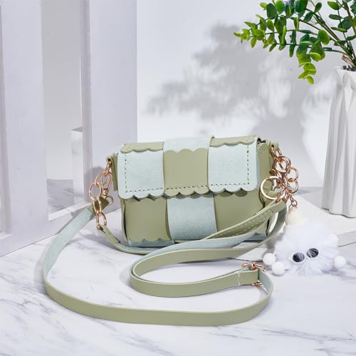 WADORN DIY PU Leather Purse Making Kit, Crossbody Shoulder Bag Making Set, Green, Light Green, 16x12cm - Image 4