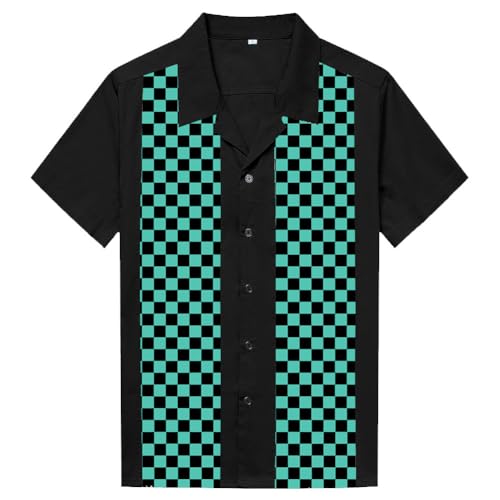 Anchor MSJ Ropa de algodón para hombre de los años 50, clásica, vintage, para bolos, verde, M