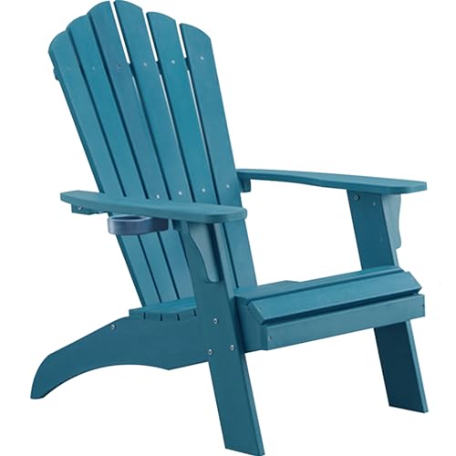 Image of Psilvam Adirondack Chairs with Cup Holder, Poly Lumber 1PC,Blue