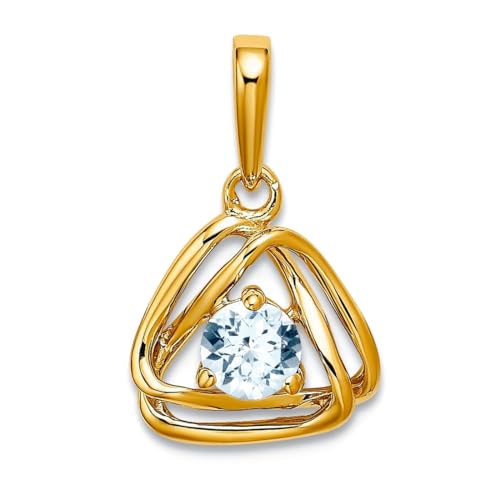 Collier aigue-marine triangle en or jaune 14k : un bijou de prestige pour femme pour sublimer le décolleté