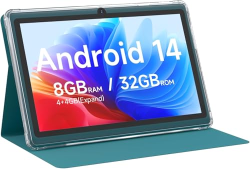 Image of CUPEISI Q2S Android 14 Tablet with Case, 7 inch Tablet, 8GB RAM + 32GB ROM /1TB Expandable, 1.6GHz Quad-Core Processor, 1024x600 IPS HD Touchscreen, 5 Camera