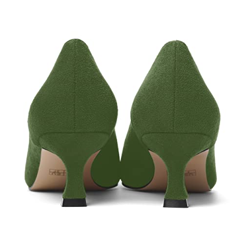 ROSERWISH Womens Slip On Casual Office Suede Pointed Toe Elegant Kitten Low Heel Pumps Dress Shoes 2 Inch4