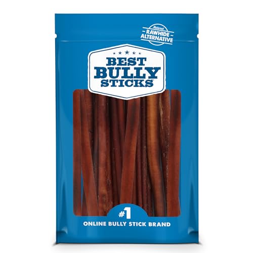 Best Bully Sticks 12 Inch Bully Sticks for Dogs - 12 Count (Pack of 1) - Natural, Easily Digestible, Grass-Fed Beef, Grain and Rawhide Free