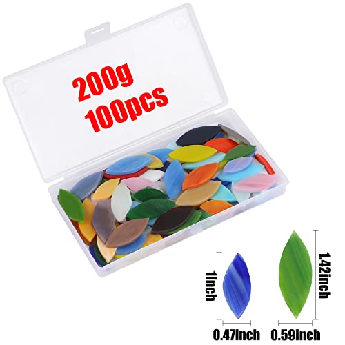 Aunifun Flat Glass Mosaic Tiles, 100 Pcs Stained Glass Mosaic, Petal Mosaic Tiles Flower Leaves Tiles For Home Decoration Diy Crafts #TOP1
