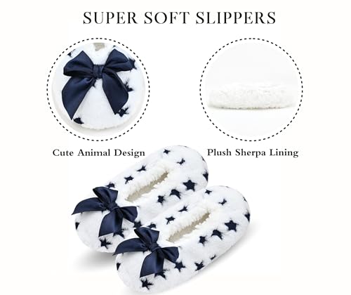 Image of Keyela Women Cozy Warm Slipper Socks, Non Slip Gripper Indoor House Socks | Soft warm cozy fabric, gripper anti-slip bottom for bedroom, lounge and all indoor daily use