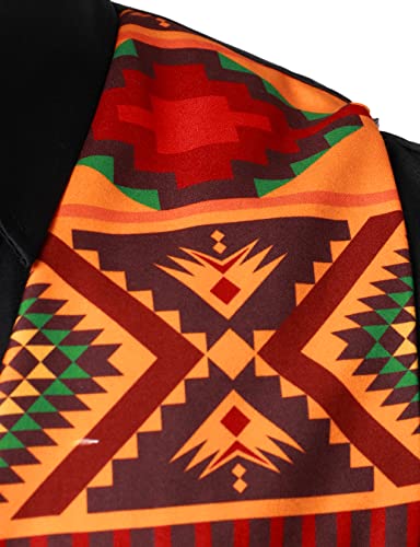 Lucmatton Men's Ethnic Style Pattern Printed Suit Tuxedo Vest African Mexican Indians Waistcoats For Wedding Party Gold Yellow Medium #TOP3