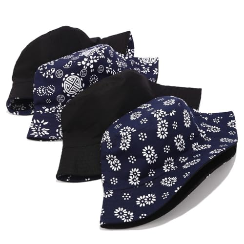Image of Quanhaigou Bucket Hat for Men Women,Packable Reversible Printed Sun Hats,Fisherman Outdoor Summer Travel Hiking Beach Caps