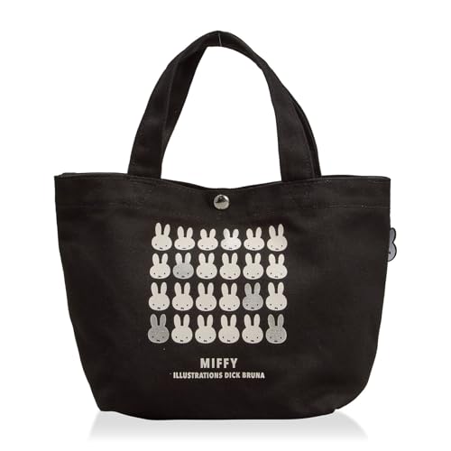 [ハピタス] 帆布ミニトートバッグ キャンバスバッグ ランチ用バッグ ミッフィー miffy レディース B307.ブラック メニーシルバーフェイス