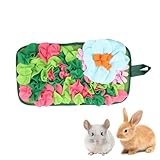 MiOYOOW Futtermatte für Kaninchen, Häschen Schnüffelteppich, Schnüffelmatte Kleintiere mit Hängendem Seil für Hamster, Igel, Meerschweinchen, Kaninchen