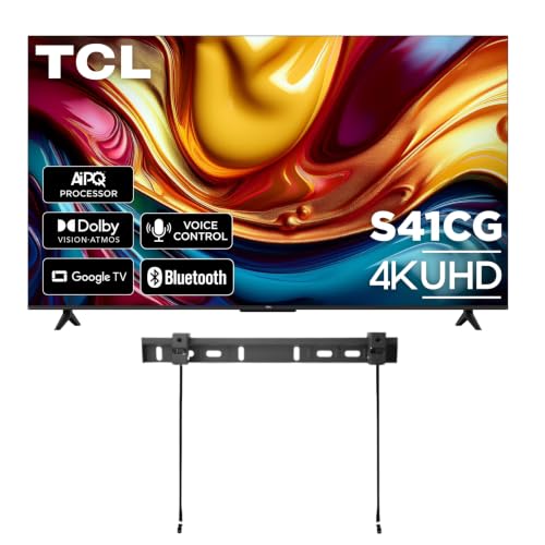 Image of TCL 55-inch Class S41CG Series 4K UHD LED Smart GoogleTV (Limited Edition) Dolby Vision HDR & Dolby Atmos, Bluetooth, Google Assistant & Amazon Alexa Compatible with Voice Remote + Wall Mount(Renewed)