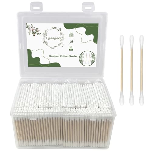 1000 Count Bamboo Cotton Swabs for Hygiene and Beauty Care – Double-Tipped, Biodegradable & Organic Cotton Buds | Eco-Friendly Natural Sticks for Ear Cleaning, Makeup, Pet Care & Ointment Application