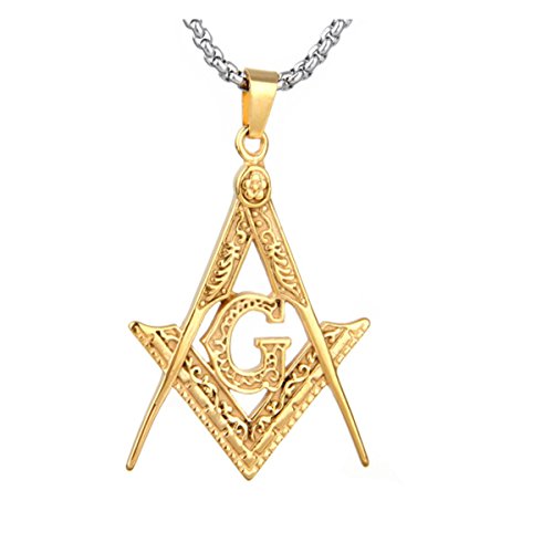 COPAUL G Ciondolo massonico in acciaio inox Mason Uomo pendente Collana,Oro