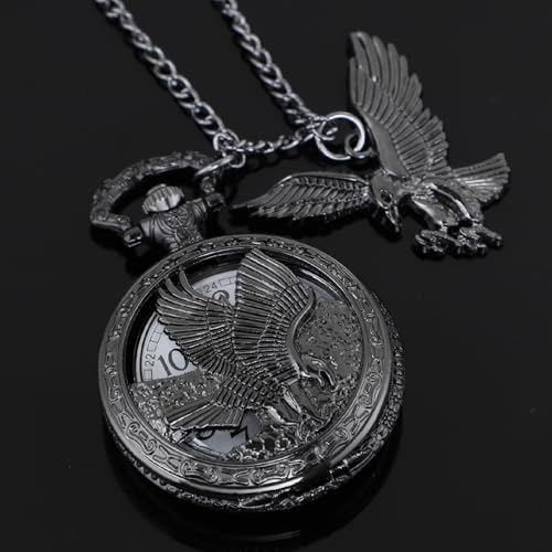 Image of Tiong Pocket Watch Pattern Vintage Quartz Pocket Watches with Chain Christmas Graduation Birthday Gifts Fathers Day