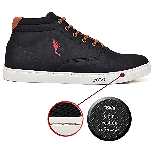 Sapatênis Casual Masculino Cano Alto Barato Polo Blu Preto