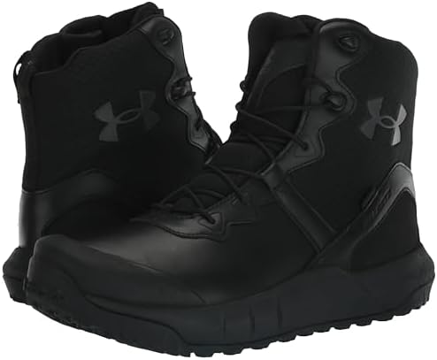 Under Armour Men's Micro G Valsetz Leather Waterproof Zip Military and Tactical Boot, (001) Black/Black/Jet Gray, 8 | Image 6