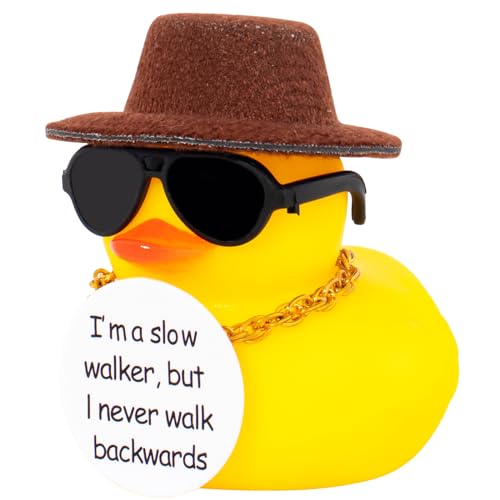 wonuu Encouragement Support Rubber Duck Car Dashboard Decorations, Funny Thinking Positive Duck with Card Creative Duck Car Ornament for Cute Car Accessories, Brown