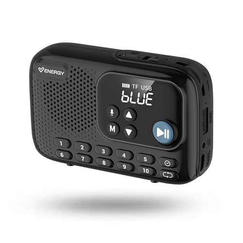 Energy Sistem TunerGo Radio - Radio portatil FM con Bluetooth, batería Recargable, Salida minijack, Antena optimizada y Altavoz de 5W