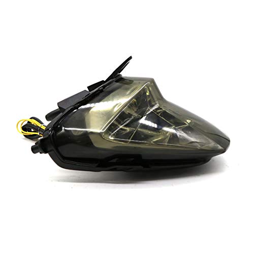 Image of MZS Motorcycle Tail Light for CBR250R 11-13, CB300F 15-18, CBR300R 15-22 | LED Integrated Rear Turn Signal Blinker Running Brake Taillight, Waterproof Dustproof Smoke Lens, Amber Red Dual Color Lamp