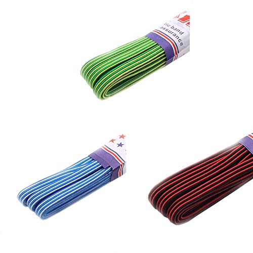 7mm Width Braided Flat Elastic Stretch Cord/Elastic Band/Elastic Rope/Bungee/Black Heavy Stretch Knit Elastic Spool for Sewing 15Yards per Roll (Blue White/Black Red/Green Yellow Stripe, 7mm)