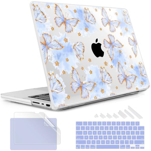 May Chen for 2026 MacBook Pro 14-inch M5 M4 M3 M2 M1 Pro/Max Chip, Release 2026 2025-2021, Model A3427 A3426 A3434 A3112 A3401 A3185, Plastic Hard Shell with Keyboard Cover, Blue Butterfly