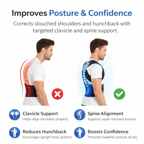 Image of ANTIL'S X-Cross Posture Corrector - Adjustable Back Straightener Belt for Men & Women, Neoprene Shoulder & Back Support Brace, Clavicle & Spine Alignment, Universal Size