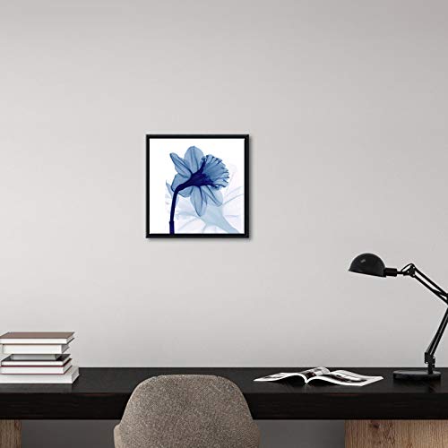 Pyradecor Black Framed Canvas Wall Art One Panel Blue Flickering Flower Modern Grace Floral Pictures Paintings for Bedroom Office Home Decorations by Pyradecor - Image 3