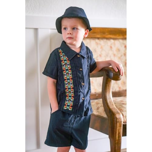 Image of HIHA Toddler Boys Mexican Embroidered Short Set 2-7 Years