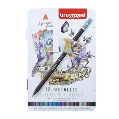 Bruynzeel Expression Colour Pencils 12-Piece Set in Tin, Metallic