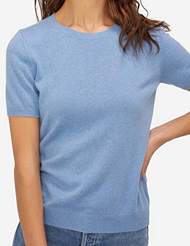State Cashmere Women’s Essential Short Sleeve Crewneck Sweater 100% Pure Cashmere Classic Tee Pullover2