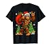 Santa Bigfoot Christmas Tree Xmas Lights Funny Sasquatch T-Shirt