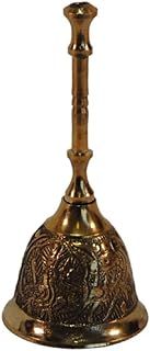 11cm Traditional Indian Brass Prayer Bell | Ghanti Temple Hindu Pooja Puja Brass Hand Singing Meditation Yoga Dorje Vajra