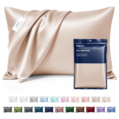 MR&HM Satin Pillowcase for Hair and Skin, Silk Satin Pillowcase 2 Pack, Queen Size Pillow Cases Set of 2, Silky Pillow Cover with Envelope Closure (20x30, Champagne)