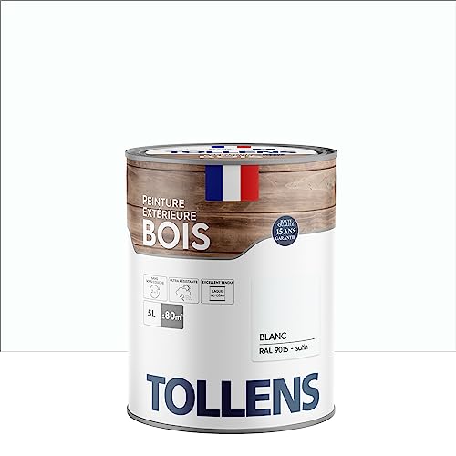 Tollens - Peinture extérieure bois 2 en 1 - Ultra Résistante - Finition Satin - Laque Riche en Résine - Pour Toute Boiserie Extérieure - Sans Sous-Couche - Satin -...